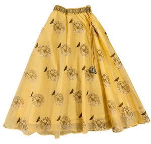 Benaras Yellow and Grey Lehenga Choli (0-8 Years)