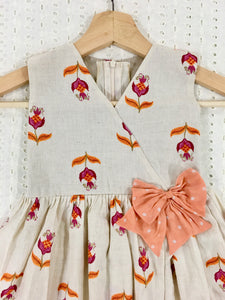 Off-White Handloom Overlap Style South Cotton Frock