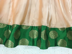 Rosegold And Green Crepe Party Long Dress