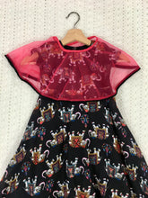 Load image into Gallery viewer, Hibisco Girls Black Kalamkari Elephant Prints Long Gown With Pink Net Cape
