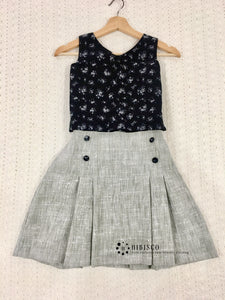 Black and Grey Handloom Skirt With Galaxy Top (1-15 Years)
