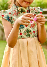 Load image into Gallery viewer, Mint &amp; Butterscotch Patola Pleated Dress (0-11 Years)
